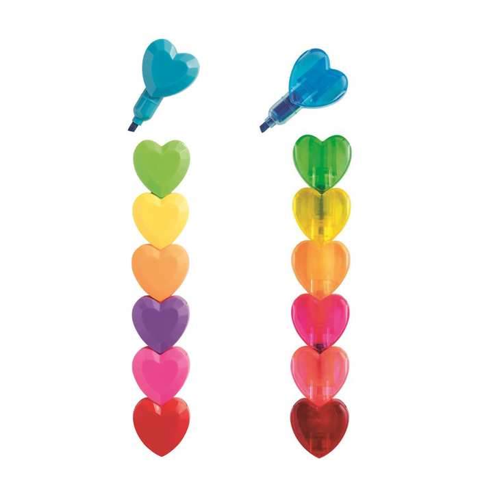 HEART STACKING MARKERS Mud Pie Valentine's Crafts HEART STACKING MARKERS Bonjour Fete - Party Supplies