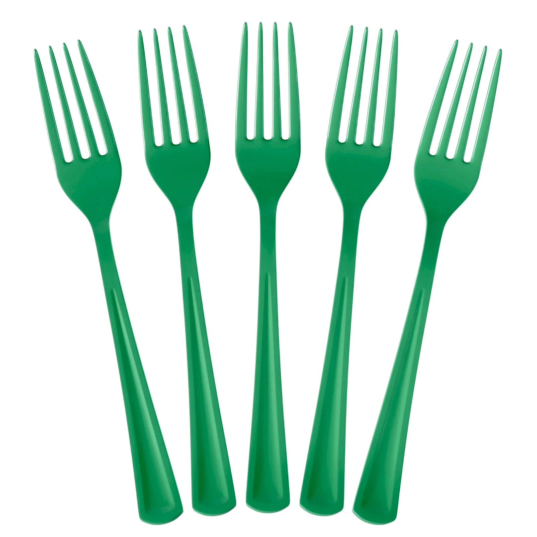 GREEN PLASTIC FORKS Crown Display Cutlery GREEN PLASTIC FORKS Bonjour Fete - Party Supplies