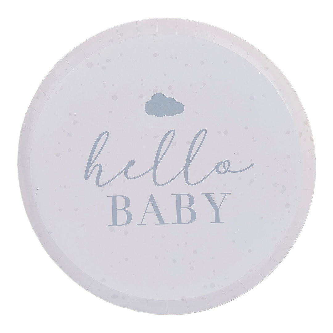 HELLO BABY PAPER PLATES Ginger Ray UK Bonjour Fete - Party Supplies