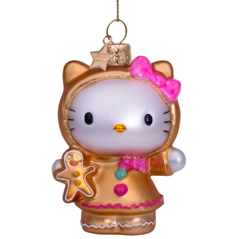 HELLO KITTY GINGERBREAD GLASS ORNAMENT Vondels Christmas Ornament Bonjour Fete - Party Supplies