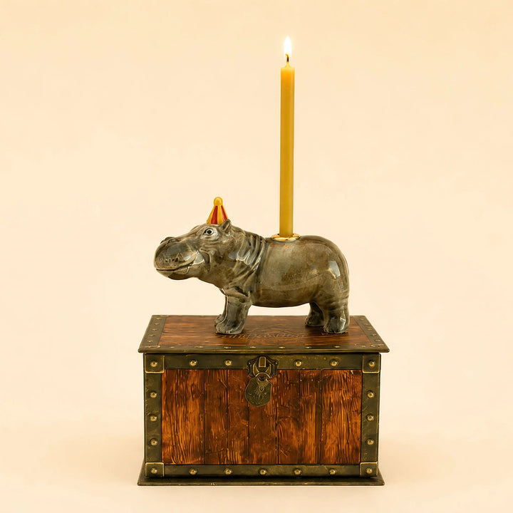 Hippo Cake Topper | Porcelain Party Animal | Candle Holder