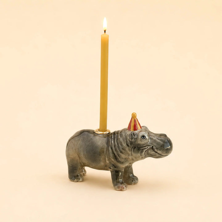 Hippo Cake Topper | Porcelain Party Animal | Candle Holder