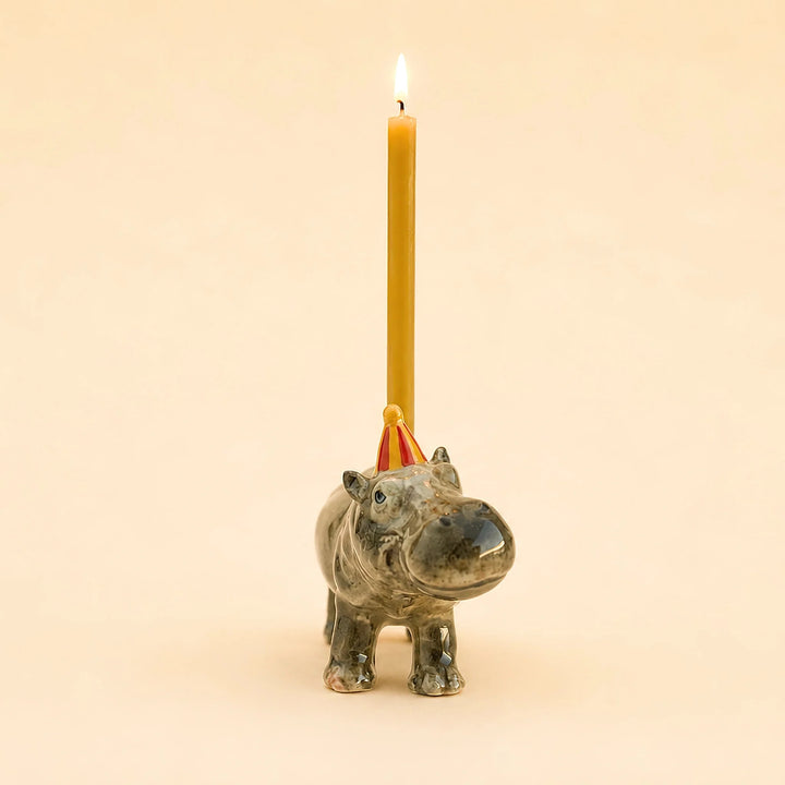 Hippo Cake Topper | Porcelain Party Animal | Candle Holder