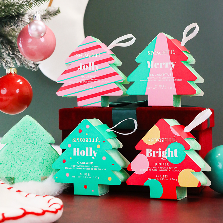 Holiday Tree Multi-Use Assorted Pack Spongellé Body Wash Infused Buffer Holiday Tree Multi-Use Assorted Pack Bonjour Fete - Party Supplies