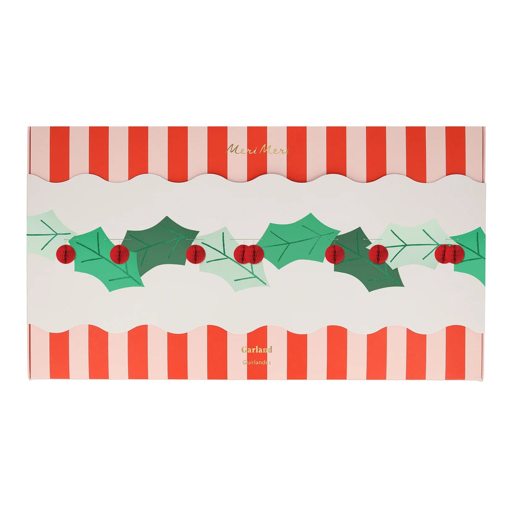 HOLLY HONEYCOMB GARLAND Meri Meri Bonjour Fete - Party Supplies