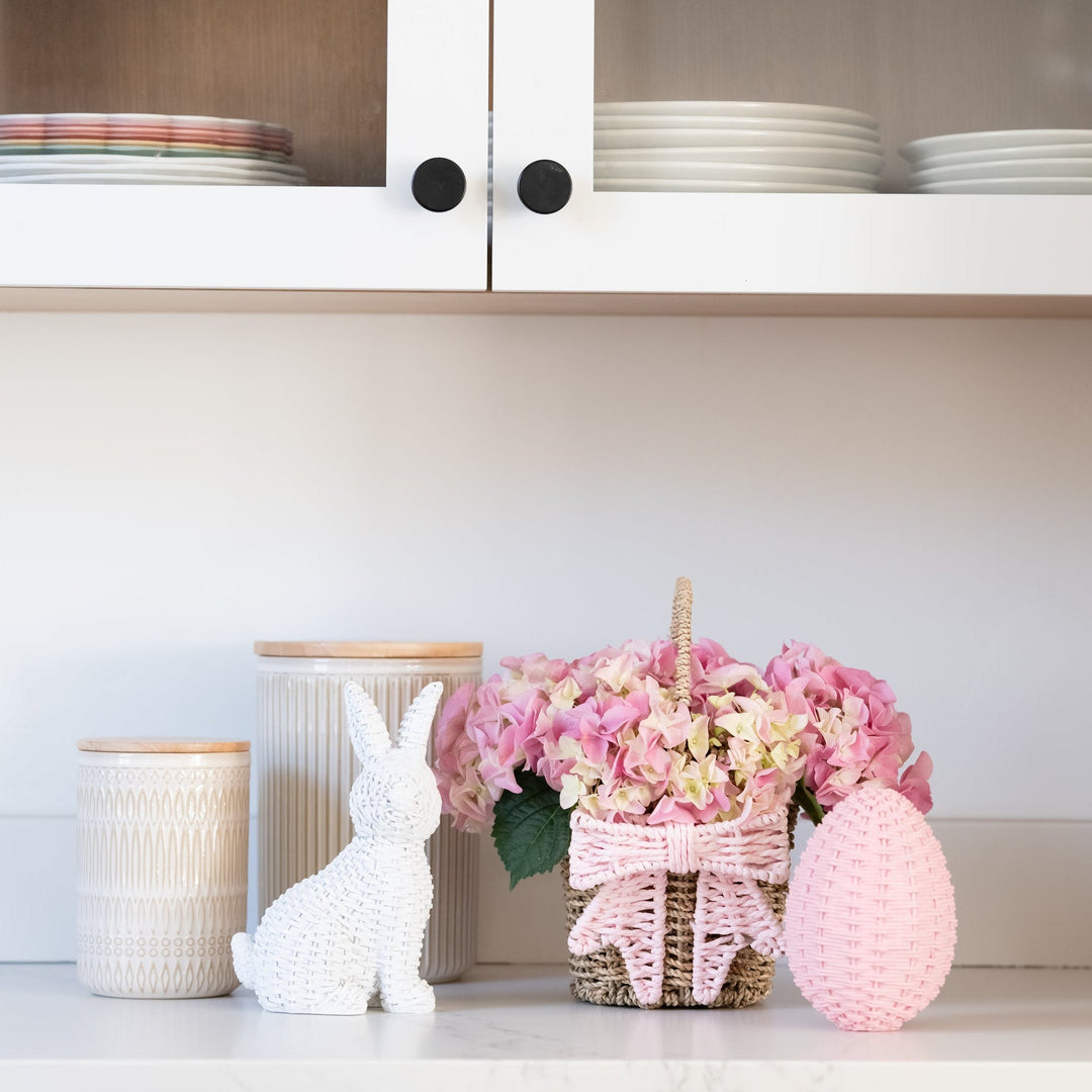 WHITE WICKER BUNNY Boston International Easter Home WHITE WICKER BUNNY Bonjour Fete - Party Supplies