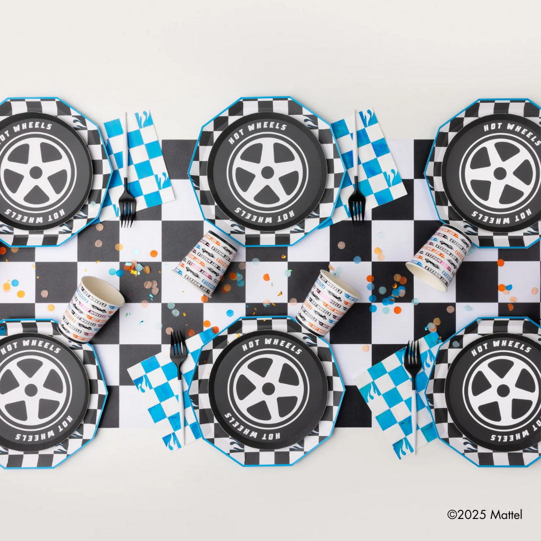 BLACK & WHITE CHECKER TABLE RUNNER Bonjour Fête Table Covers & Placemats BLACK & WHITE CHECKER TABLE RUNNER Bonjour Fete - Party Supplies