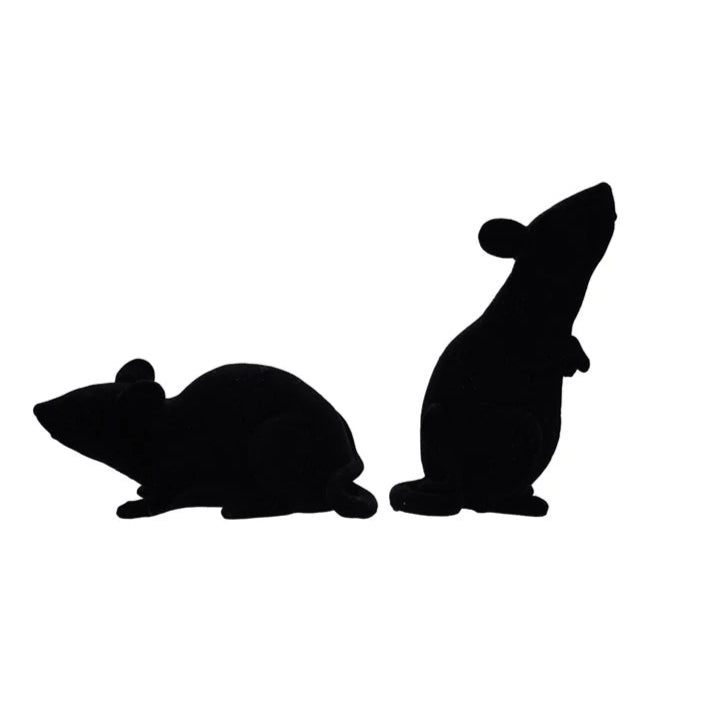 FLOCKED RAT DECORATION Creative Co-op Halloween Home Decor FLOCKED RAT DECORATION Bonjour Fete - Party Supplies