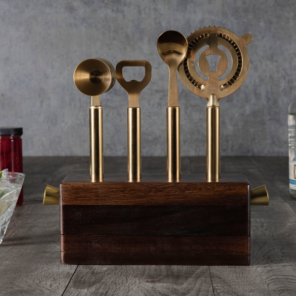 Sidecar 5-piece bar tool set, a five piece cocktail tool kit for a home bar