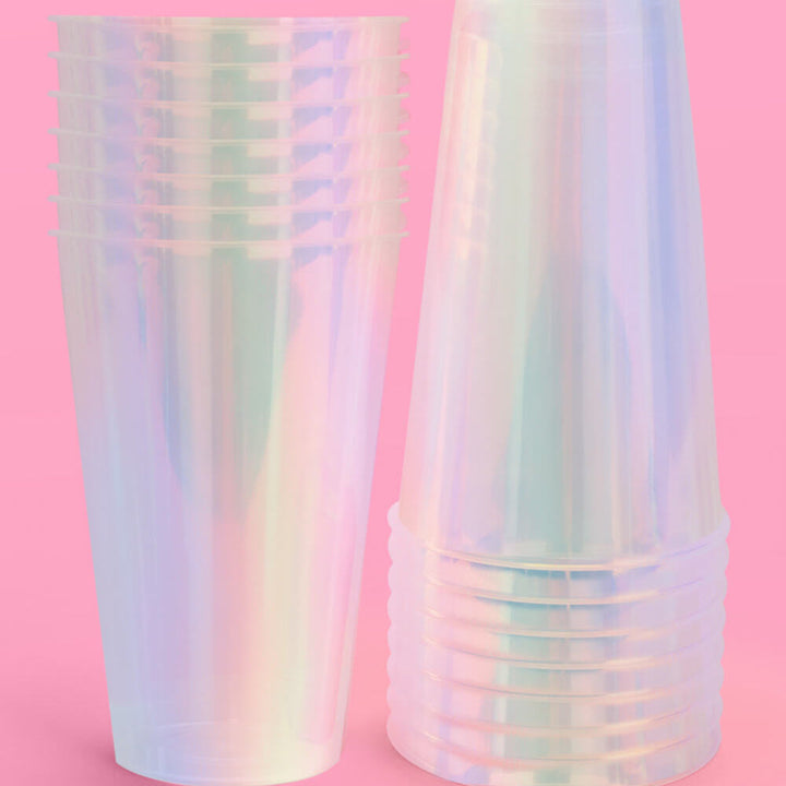 IRIDESCENT PLASTIC PARTY CUPS xo, Fetti Cups IRIDESCENT PLASTIC PARTY CUPS Bonjour Fete - Party Supplies
