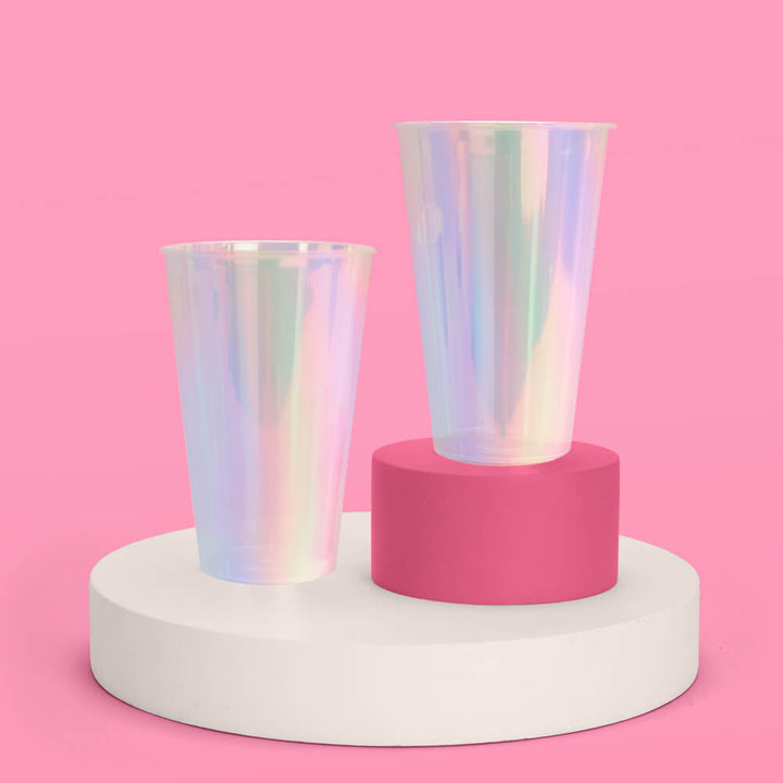 IRIDESCENT PLASTIC PARTY CUPS xo, Fetti Cups IRIDESCENT PLASTIC PARTY CUPS Bonjour Fete - Party Supplies