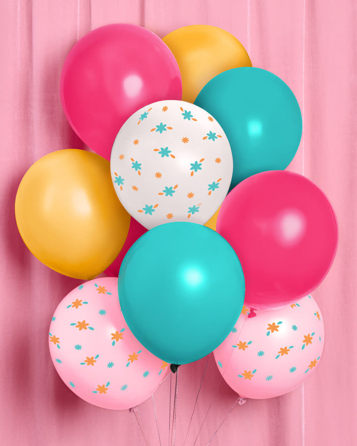 Bunch of bright Italian summer latex balloons for a bachelorette or summer party