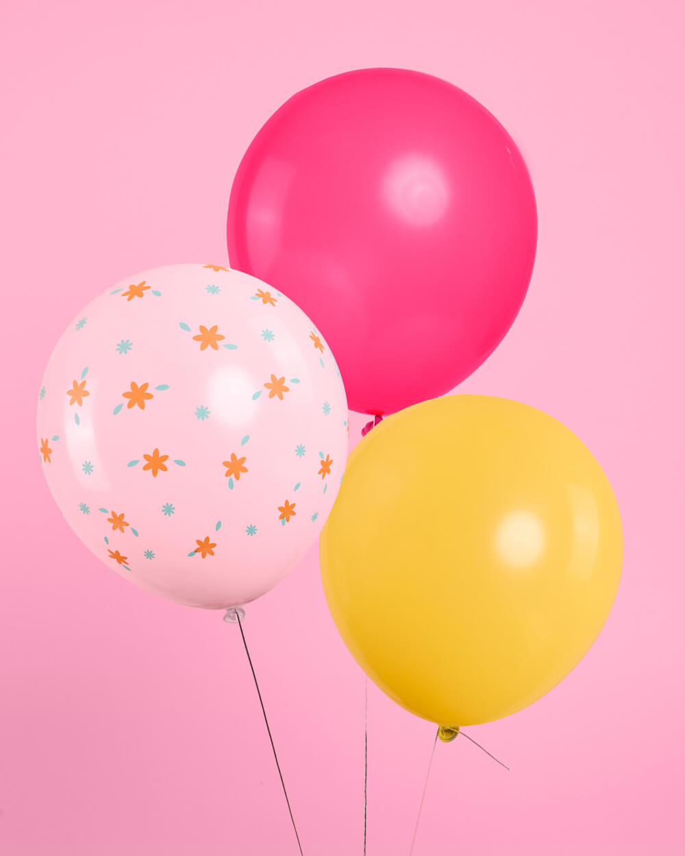 Close-up of Italian summer latex balloons with a small floral print