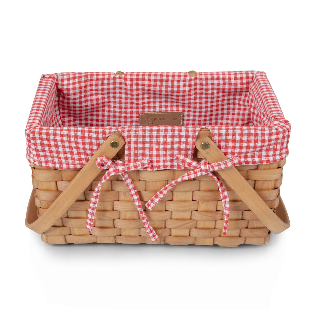 Farmhouse Basket - Red and White Gingham Basket Empty - Bonjour Fête 