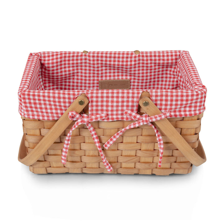 Farmhouse Basket - Red and White Gingham Basket Empty - Bonjour Fête 