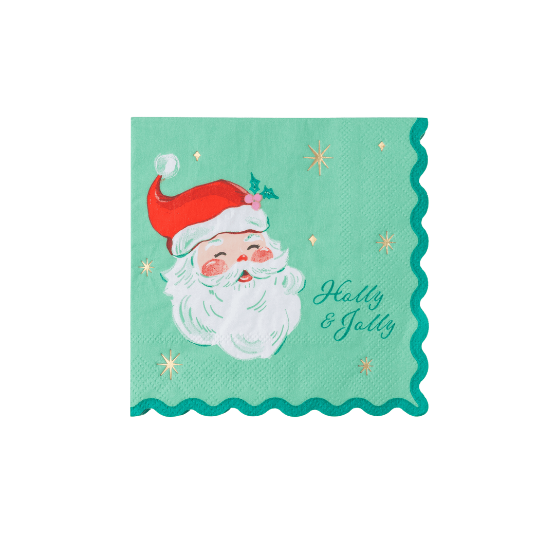 Red and green jolly Santa small napkins for a festive Christmas party