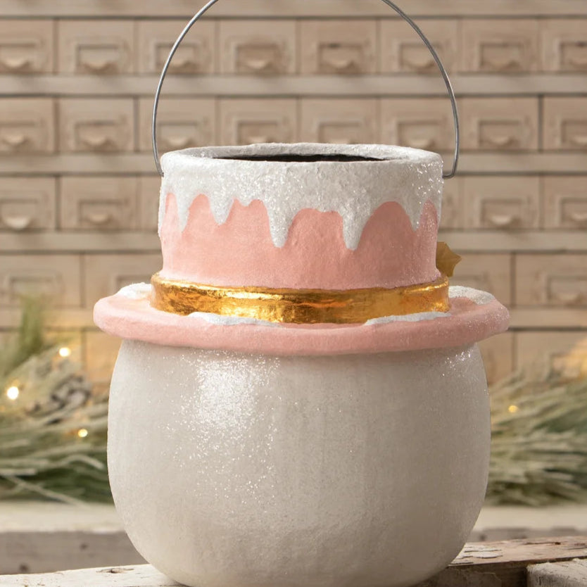 PASTEL HOLLY HAT SNOWMAN Bethany Lowe Designs, Inc. Christmas Centerpiece PASTEL HOLLY HAT SNOWMAN Bonjour Fete - Party Supplies