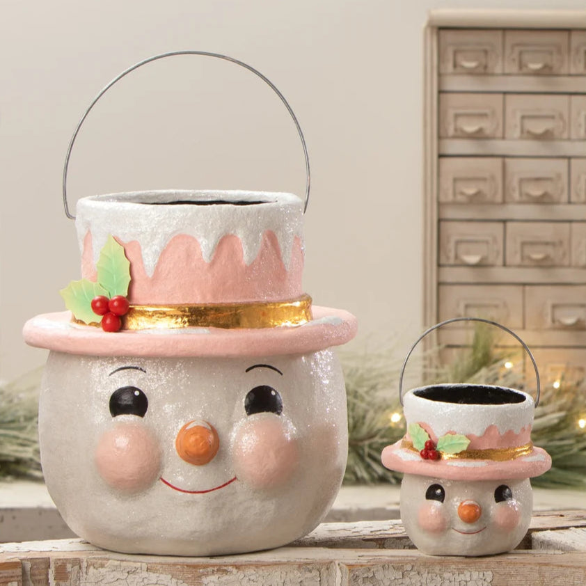 PASTEL HOLLY HAT SNOWMAN Bethany Lowe Designs, Inc. Christmas Centerpiece PASTEL HOLLY HAT SNOWMAN Bonjour Fete - Party Supplies