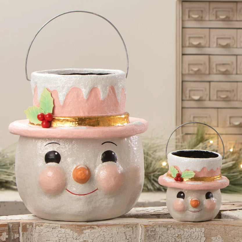 PASTEL HOLLY HAT SNOWMAN - SMALL Bethany Lowe Designs, Inc. Christmas Centerpiece PASTEL HOLLY HAT SNOWMAN - SMALL Bonjour Fete - Party Supplies