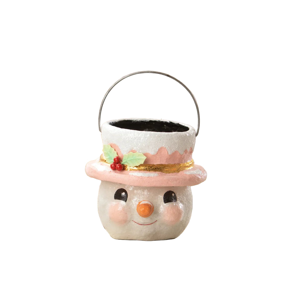 PASTEL HOLLY HAT SNOWMAN - SMALL Bethany Lowe Designs, Inc. Christmas Centerpiece PASTEL HOLLY HAT SNOWMAN - SMALL Bonjour Fete - Party Supplies