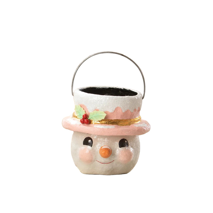 PASTEL HOLLY HAT SNOWMAN - SMALL Bethany Lowe Designs, Inc. Christmas Centerpiece PASTEL HOLLY HAT SNOWMAN - SMALL Bonjour Fete - Party Supplies