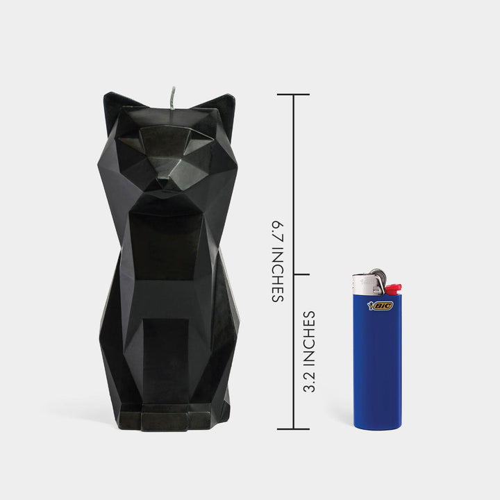 Sculptural black cat shaped candle by 54Celsius, the PyroPet Kisa