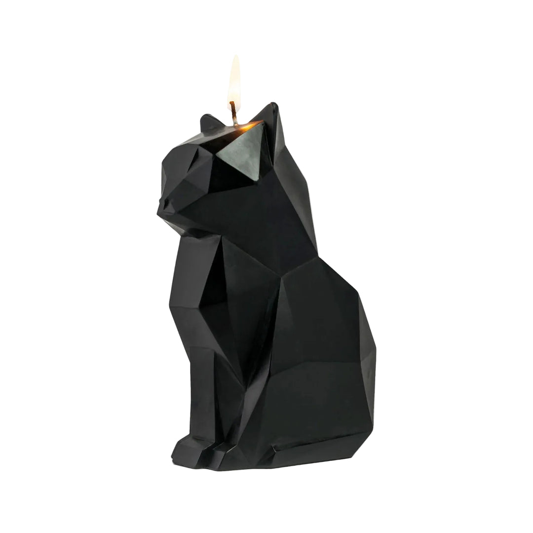 PyroPet Kisa cat candle in black, a sculptural cat shaped candle by 54Celsius