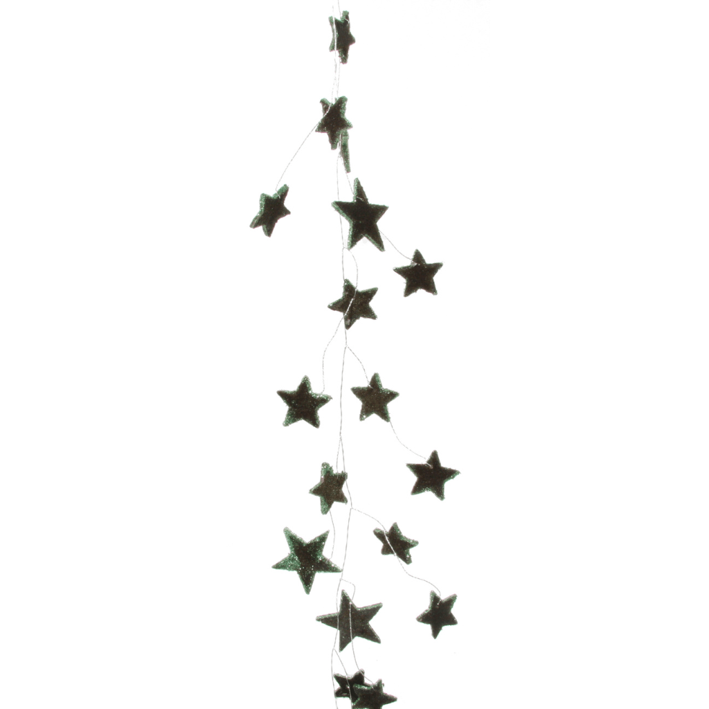 DARK GREEN VELVET STAR GARLAND - Bonjour Fête 
