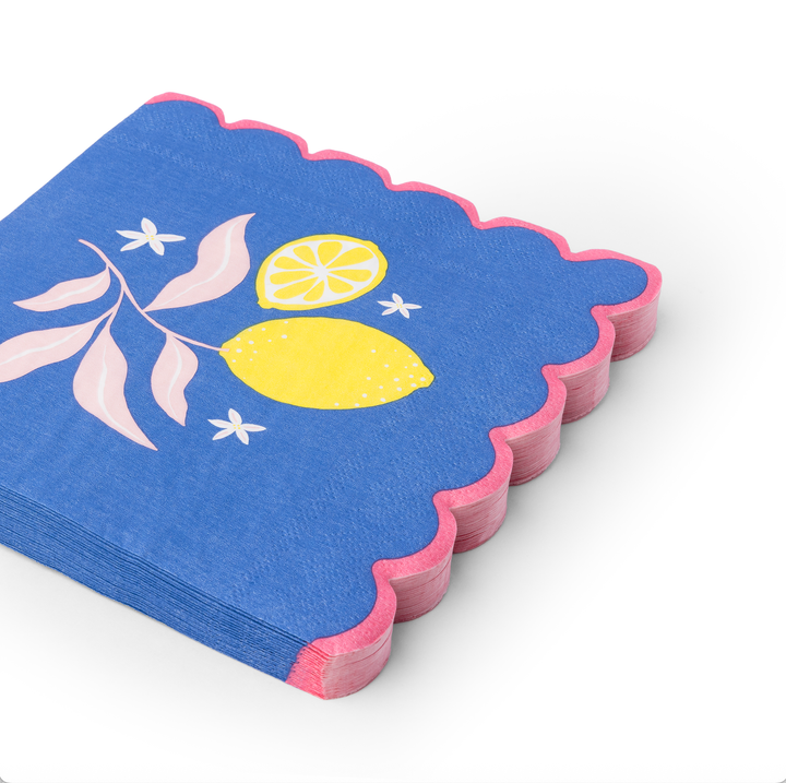 LEMON ZEST LARGE NAPKINS Bonjour Fete Napkins LEMON ZEST LARGE NAPKINS Bonjour Fete - Party Supplies