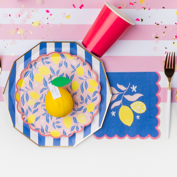 LEMON ZEST LARGE NAPKINS Bonjour Fete Napkins LEMON ZEST LARGE NAPKINS Bonjour Fete - Party Supplies