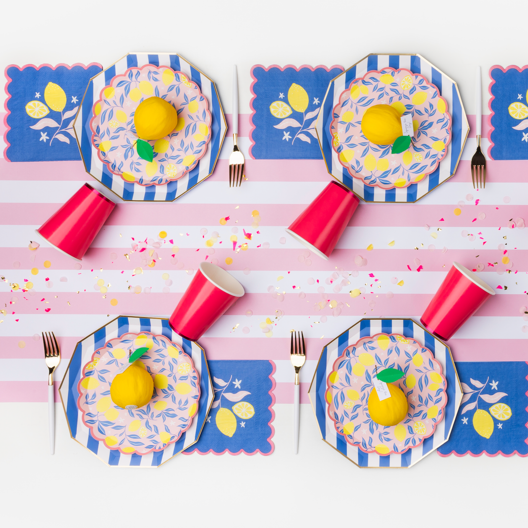 LEMON ZEST SMALL PLATES Bonjour Fete Plates LEMON ZEST SMALL PLATES Bonjour Fete - Party Supplies