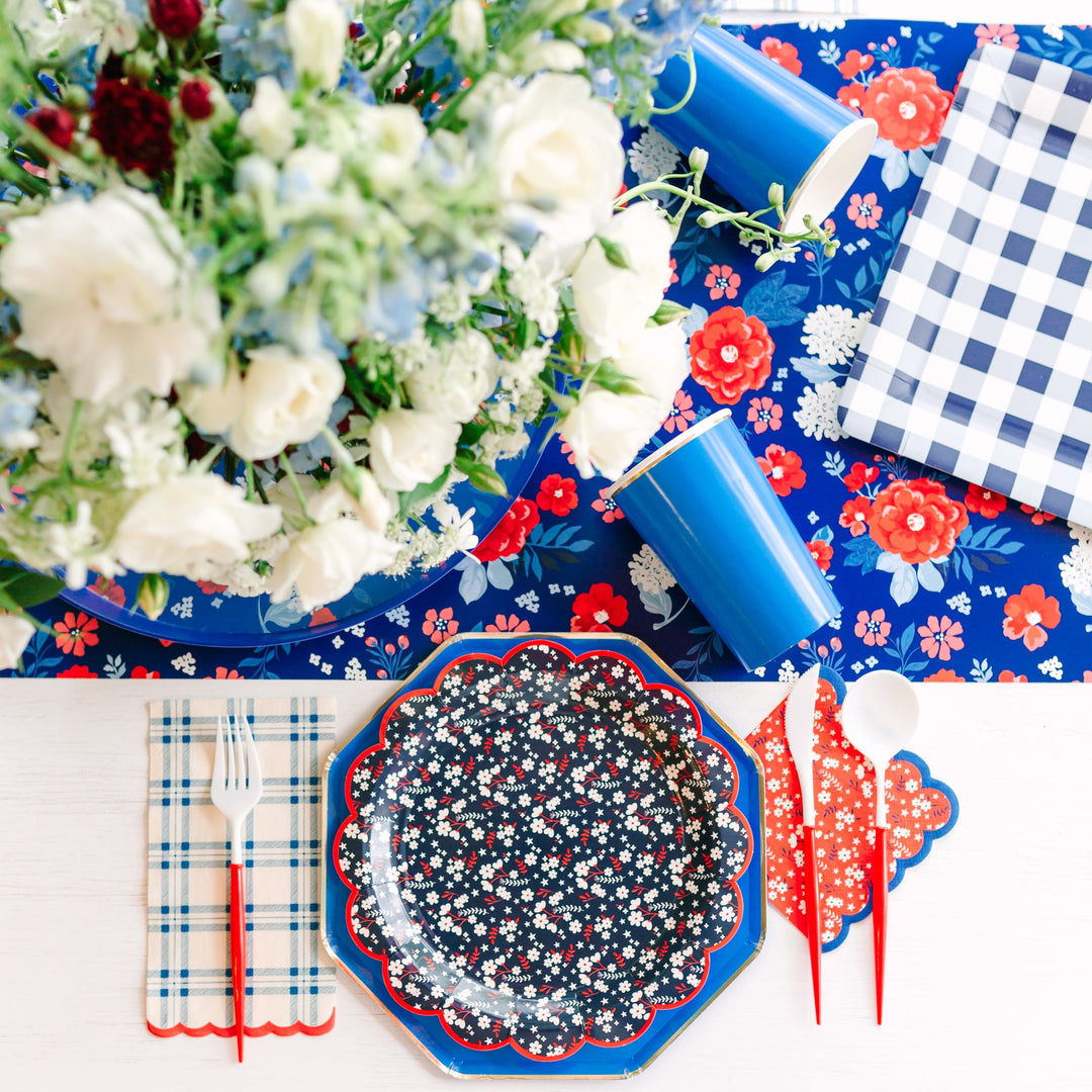 BLUE PLAID SCALLOPED GUEST TOWELS My Mind’s Eye 0 Faire Bonjour Fete - Party Supplies