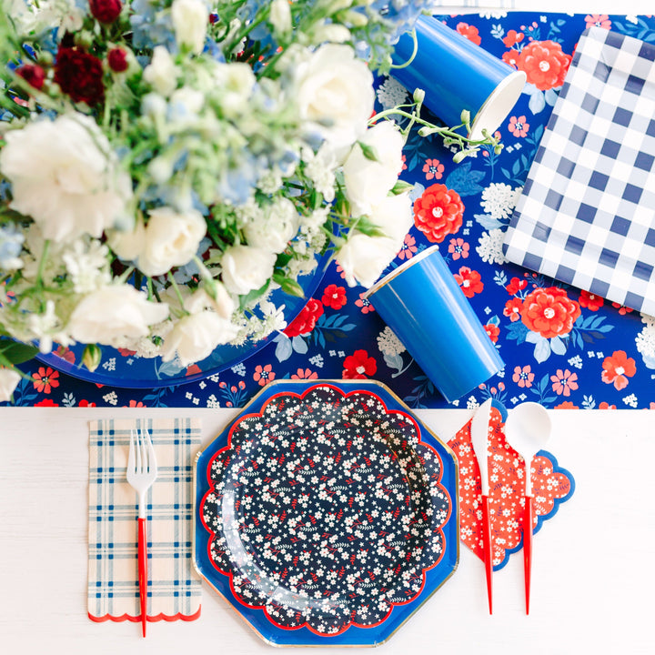 BLUE PLAID SCALLOPED GUEST TOWELS My Mind’s Eye 0 Faire Bonjour Fete - Party Supplies