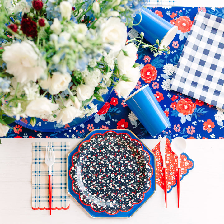 NAVY LIBERTY FLORAL DINNER PLATES My Mind’s Eye 0 Faire Bonjour Fete - Party Supplies