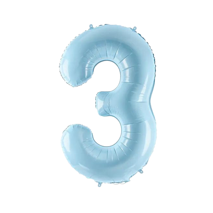 NUMBER 3 FOIL BALLOON LA Balloons Balloons 34" / Light Blue Bonjour Fete - Party Supplies
