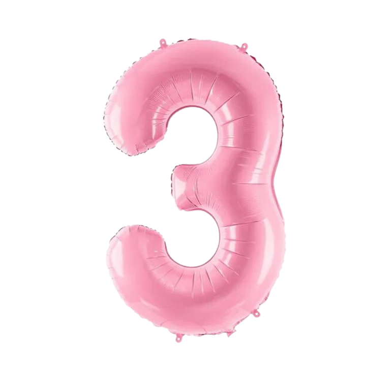 NUMBER 3 FOIL BALLOON LA Balloons Balloons 34" / Light Pink Bonjour Fete - Party Supplies