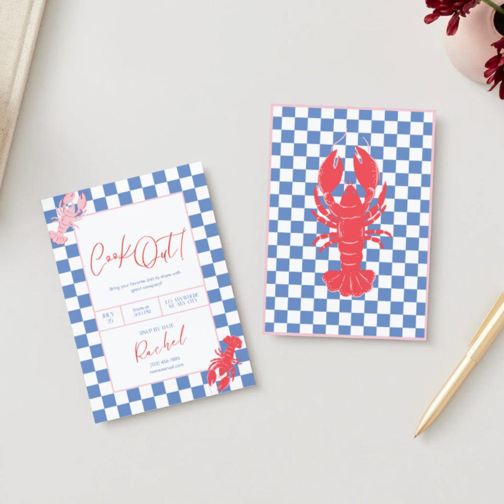 CHECKERED LOBSTER DIGITAL PARTY INVITATION DOWNLOAD Bonjour Fête CHECKERED LOBSTER DIGITAL PARTY INVITATION DOWNLOAD Bonjour Fete - Party Supplies