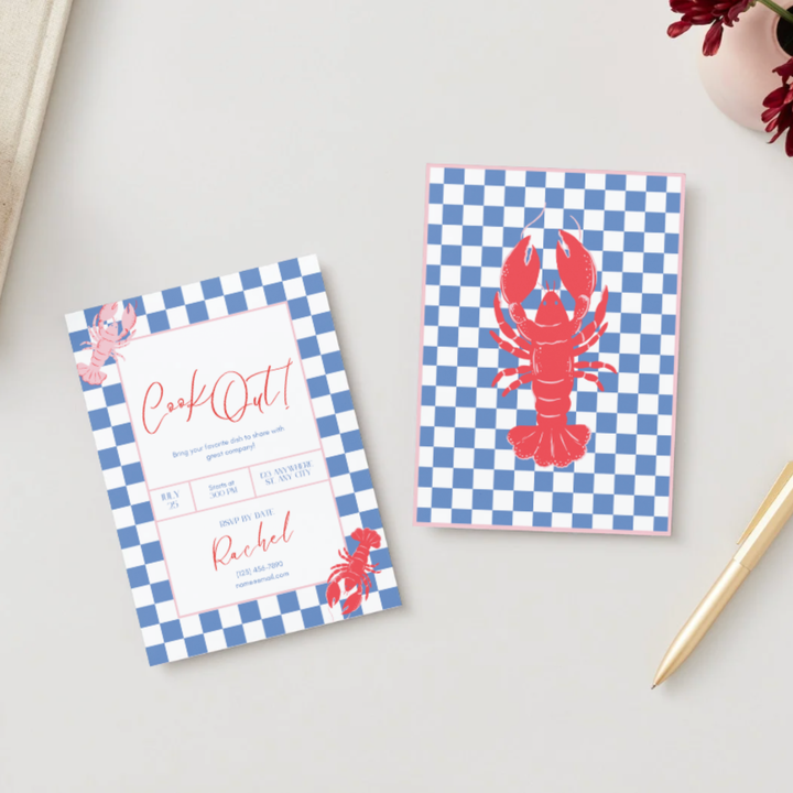 CHECKERED LOBSTER DIGITAL PARTY INVITATION DOWNLOAD Bonjour Fête CHECKERED LOBSTER DIGITAL PARTY INVITATION DOWNLOAD Bonjour Fete - Party Supplies
