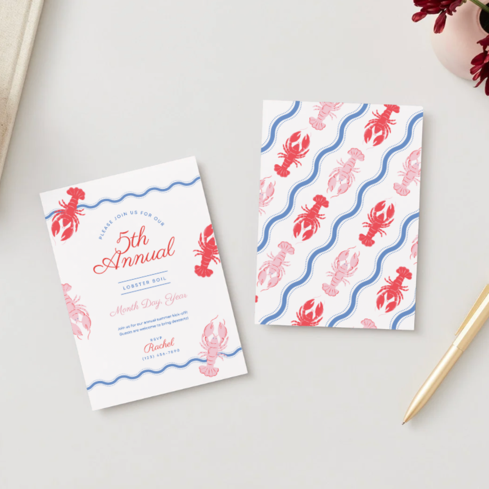 WAVY LOBSTER DIGITAL PARTY INVITATION DOWNLOAD Bonjour Fête WAVY LOBSTER DIGITAL PARTY INVITATION DOWNLOAD Bonjour Fete - Party Supplies