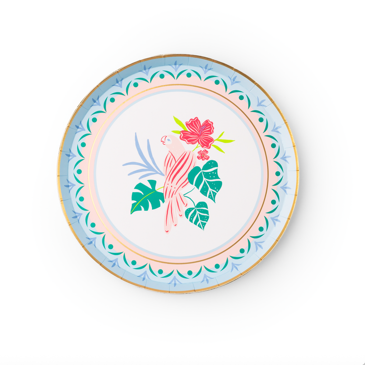 LUAU TROPICAL BIRD SMALL PLATES Bonjour Fete Plates LUAU TROPICAL BIRD SMALL PLATES Bonjour Fete - Party Supplies
