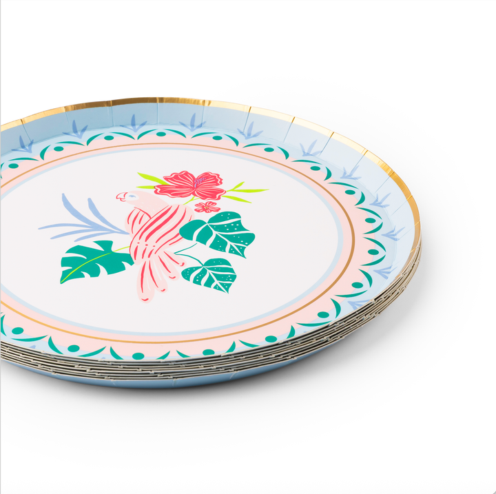 LUAU TROPICAL BIRD SMALL PLATES Bonjour Fete Plates LUAU TROPICAL BIRD SMALL PLATES Bonjour Fete - Party Supplies