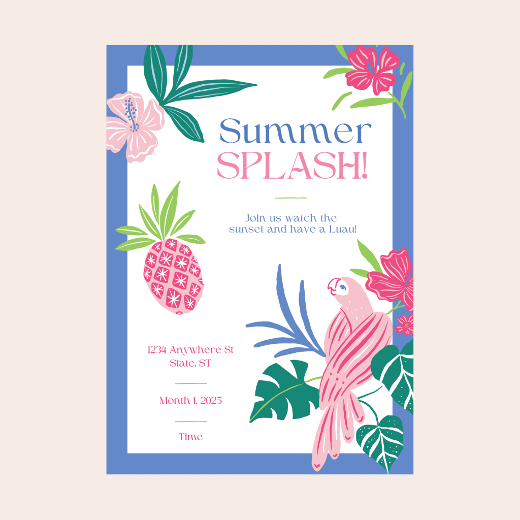 LUAU TROPICAL BIRDS DIGITAL PARTY INVITATION DOWNLOAD Bonjour Fête LUAU TROPICAL BIRDS DIGITAL PARTY INVITATION DOWNLOAD Bonjour Fete - Party Supplies