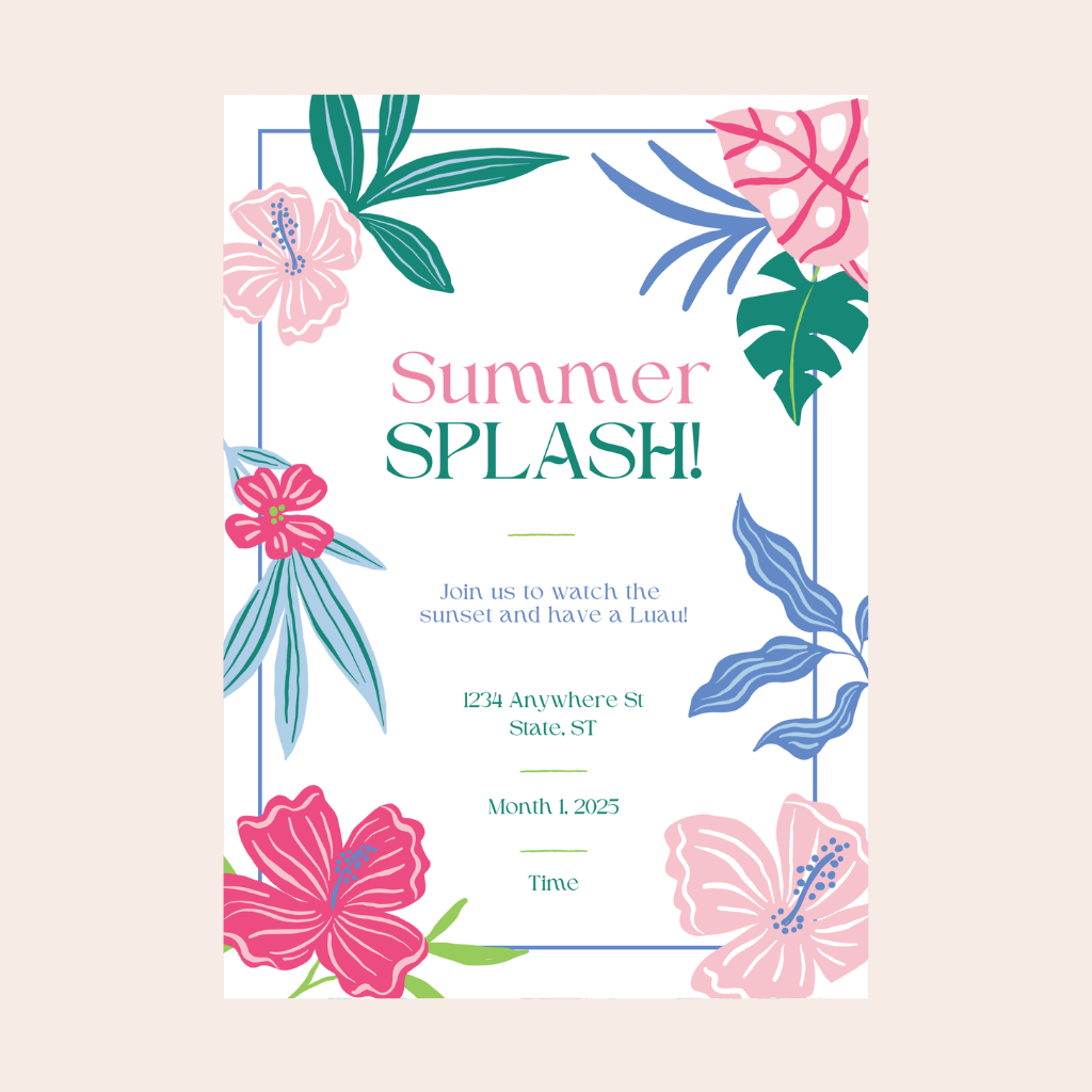 LUAU TROPICAL FLOWERS DIGITAL PARTY INVITATION DOWNLOAD Bonjour Fête LUAU TROPICAL FLOWERS DIGITAL PARTY INVITATION DOWNLOAD Bonjour Fete - Party Supplies