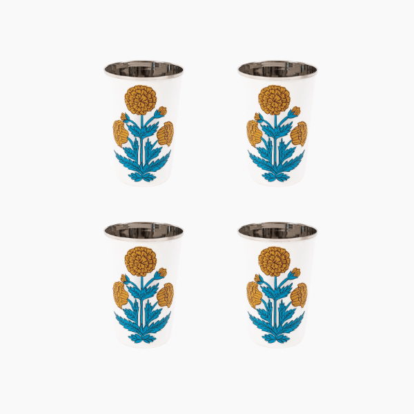 Marigold Poppy Tall Enamelware Tumblers - Set of 4