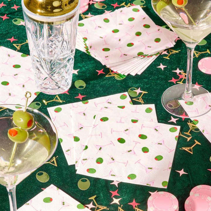 Martini Napkins - 25 paper napkins xo, Fetti napkins Martini Napkins - 25 paper napkins Bonjour Fete - Party Supplies