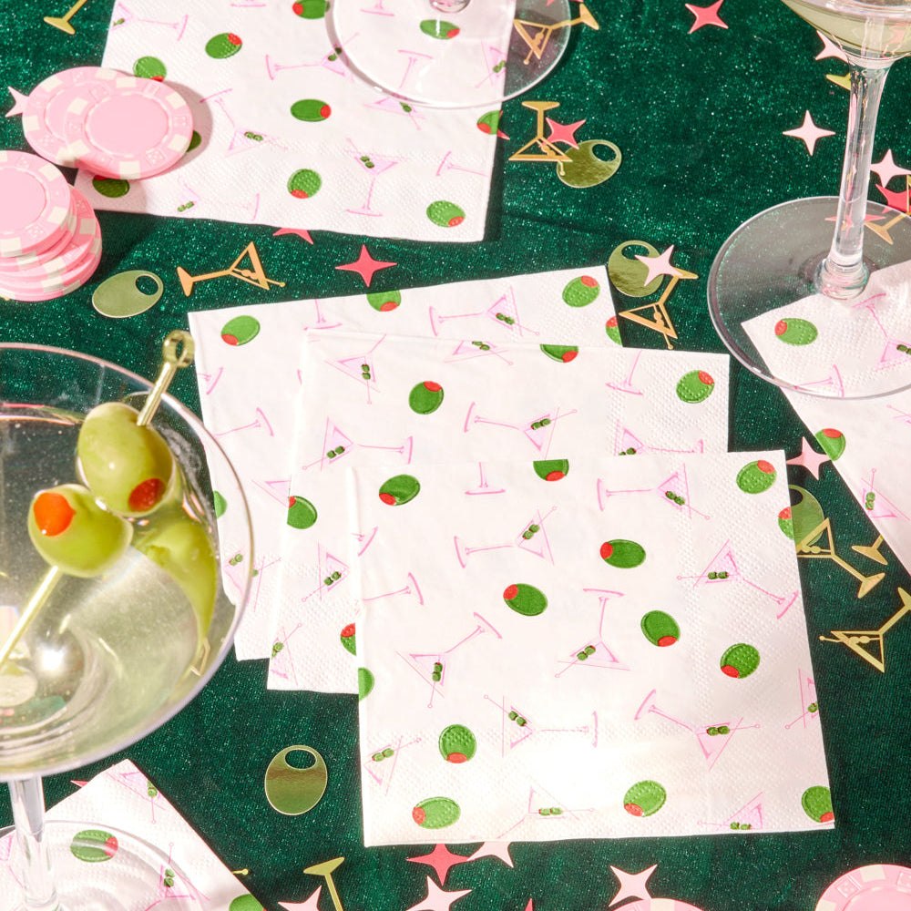 Martini Napkins - 25 paper napkins xo, Fetti napkins Martini Napkins - 25 paper napkins Bonjour Fete - Party Supplies
