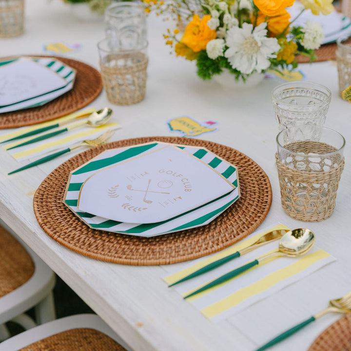 SOLEIL YELLOW SIGNATURE CABANA STRIPE GUEST TOWELS Bonjour Fete Napkins SOLEIL YELLOW SIGNATURE CABANA STRIPE GUEST TOWELS Bonjour Fete - Party Supplies
