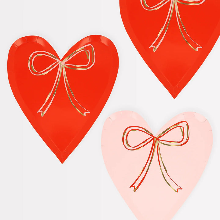 Heart With Bow Plates Bonjour Fete Party Supplies Valentine's Day Party Supplies