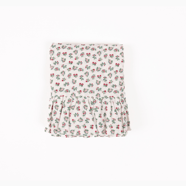 Mildred Floral Cream Rectangle Ruffled Tablecloth