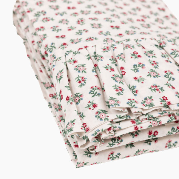 Mildred Floral Cream Rectangle Ruffled Tablecloth